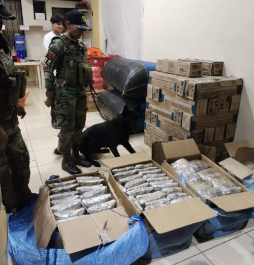 Felcn halla 113 paquetes de marihuana durante una requisa en bodegas del transporte interdepartamental en Cochabamba